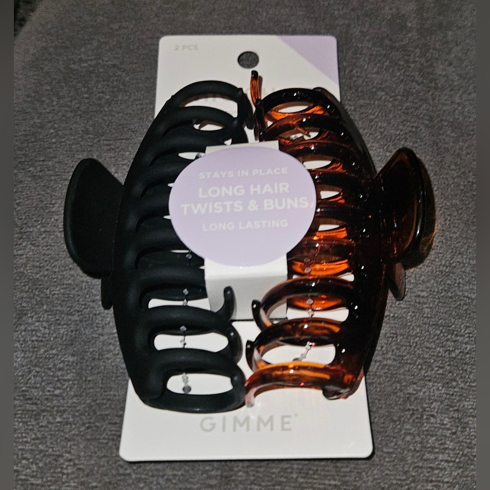 2PC Gimme Black & Brown Hair Claw Clips BNIB